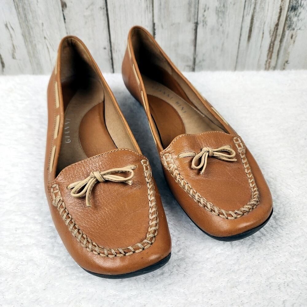 Gianni Bini Leather Moccasin Loafers Brown Size 7